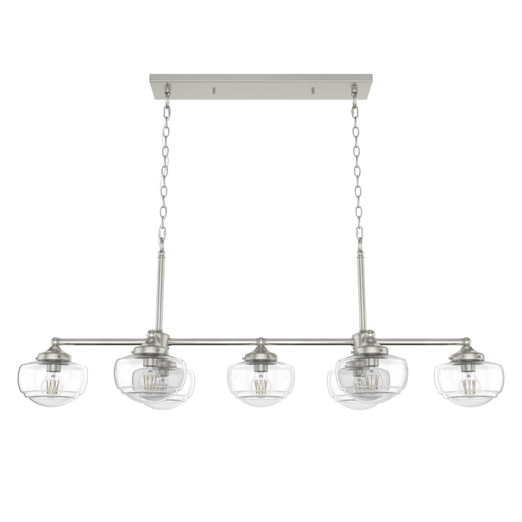 Saddle Creek Brushed Nickel 7-Light Linear Schoolhouse Chandelier