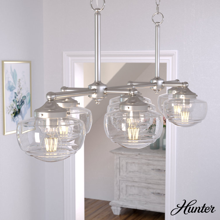 Saddle Creek Brushed Nickel 7-Light Linear Schoolhouse Chandelier