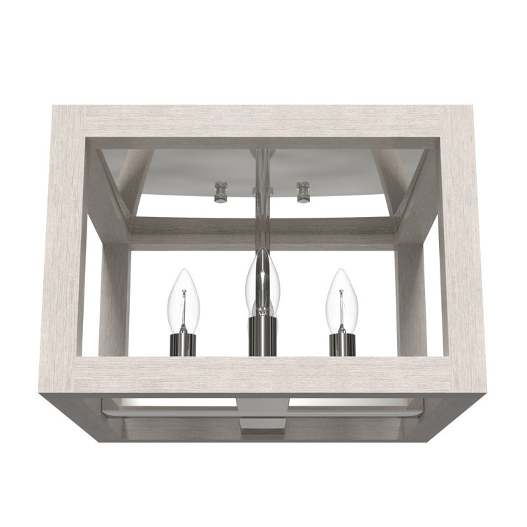 Squire Manor 12.25" Distressed White and Chrome Flush Mount Light