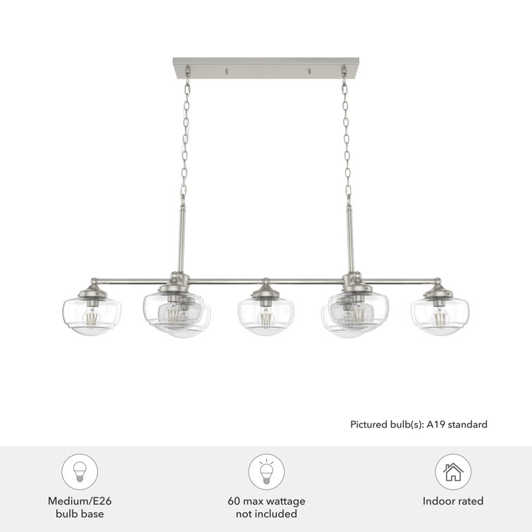 Saddle Creek Brushed Nickel 7-Light Linear Schoolhouse Chandelier