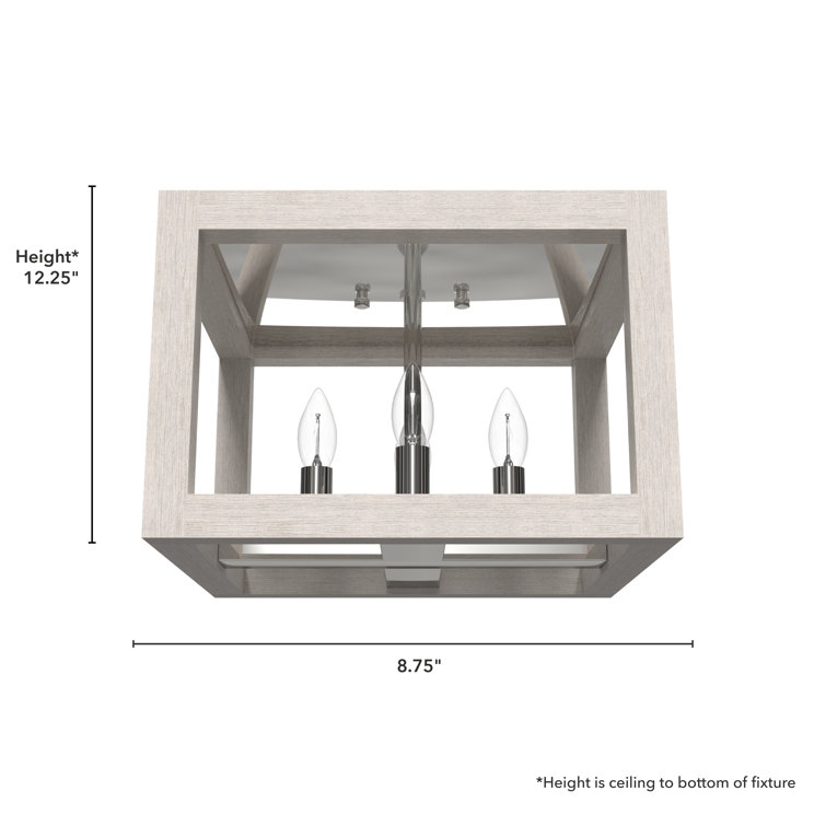 Squire Manor 12.25" Distressed White and Chrome Flush Mount Light