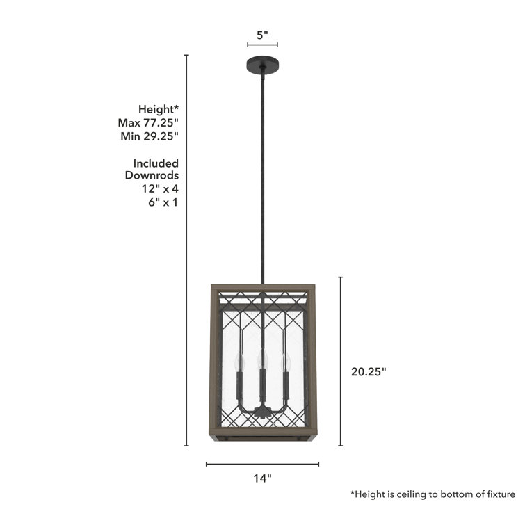 Small Rustic Iron and Glass Lantern Pendant Light