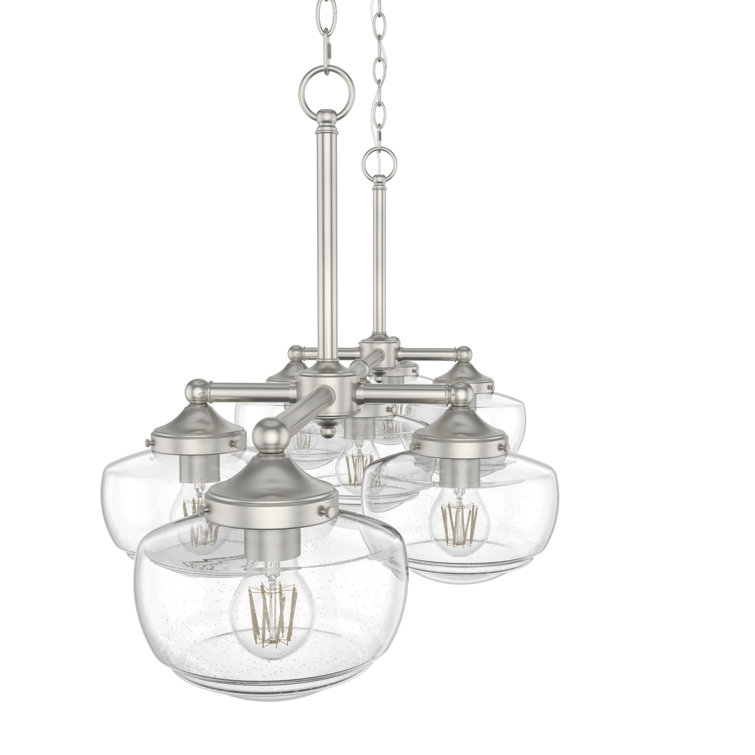 Saddle Creek Brushed Nickel 7-Light Linear Schoolhouse Chandelier