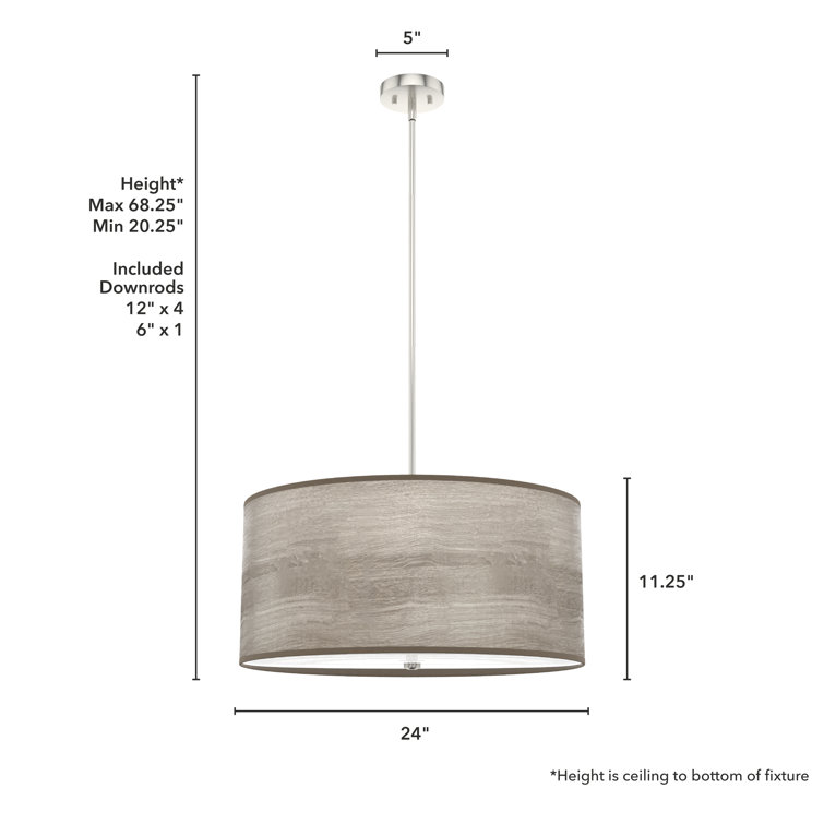 Solhaven 24'' Light Gray Oak & Brushed Nickel Modern Pendant Light