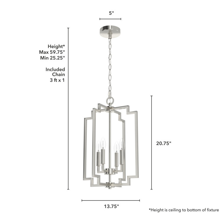 Zoanne Brushed Nickel 4-Light Geometric Pendant