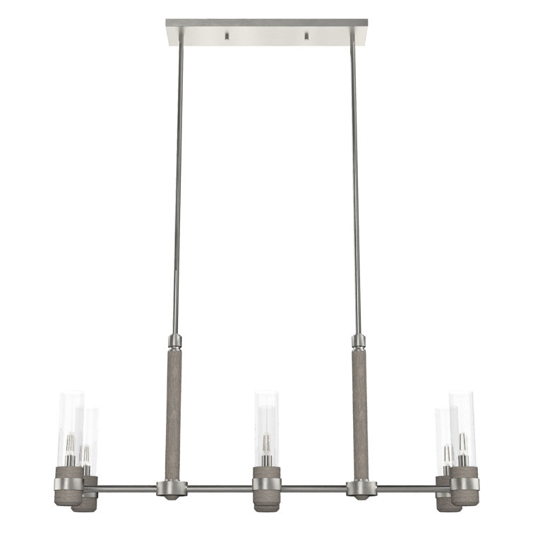 River Mill Brushed Nickel 6-Light Linear Kitchen Island Chandelier