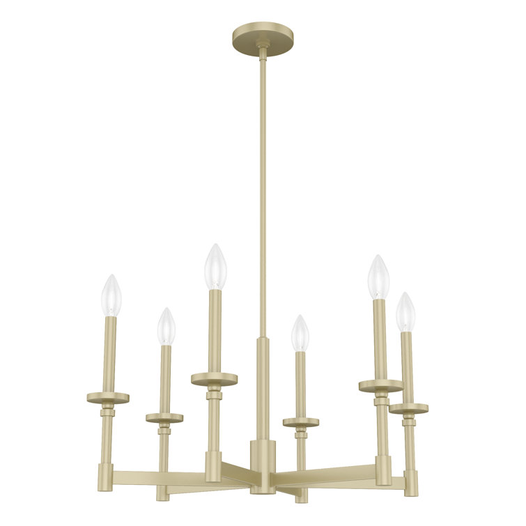 Briargrove 27" Modern Brass 6-Light Candle Chandelier