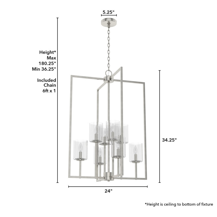 Kerrison Brushed Nickel 8-Light Seeded Glass Large Pendant