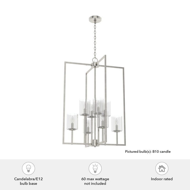 Kerrison Brushed Nickel 8-Light Seeded Glass Large Pendant