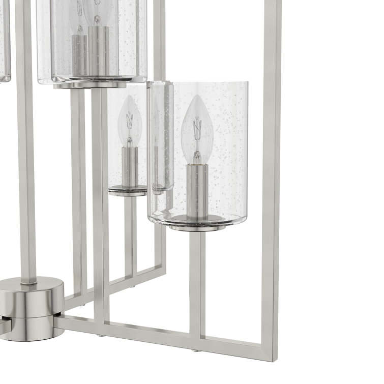 Kerrison Brushed Nickel 8-Light Seeded Glass Large Pendant