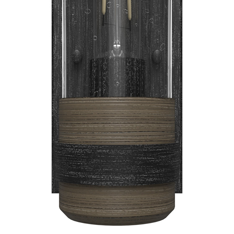 Rustic Iron Cylinder Dimmable Wall Sconce with Glass Shade
