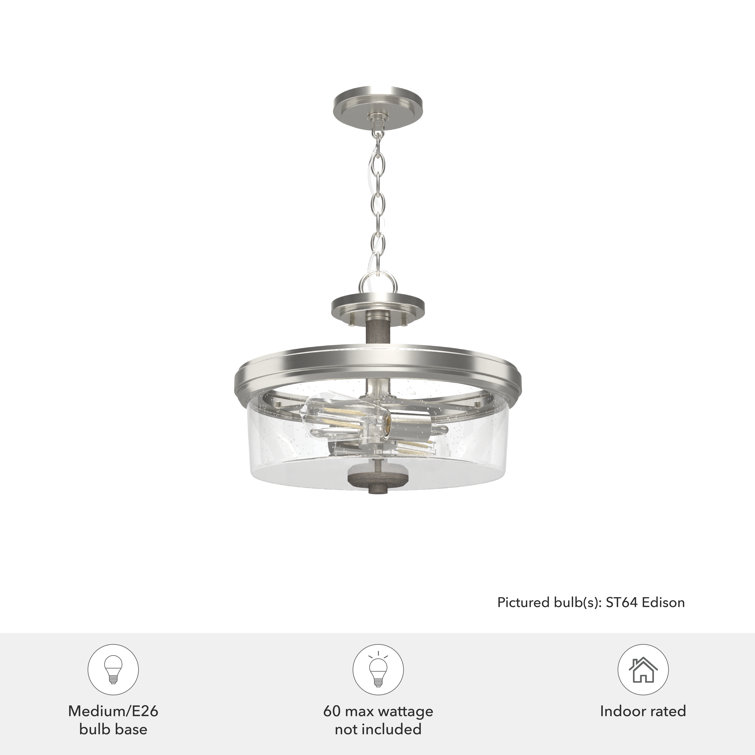 River Mill Brushed Nickel and Glass Semi Flush Mount Light