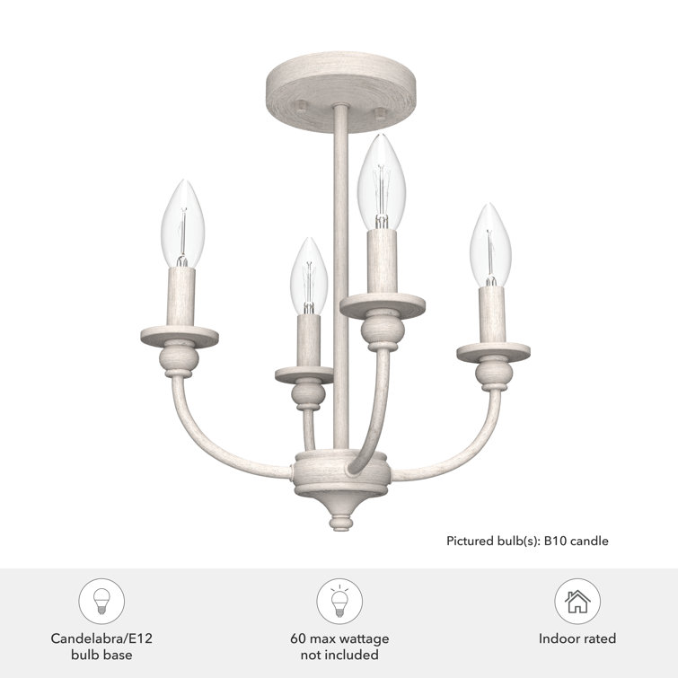 Southcrest Casual Elegance 13" Matte Black & Distressed White Semi-Flush Mount