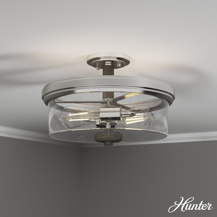 River Mill Brushed Nickel and Glass Semi Flush Mount Light