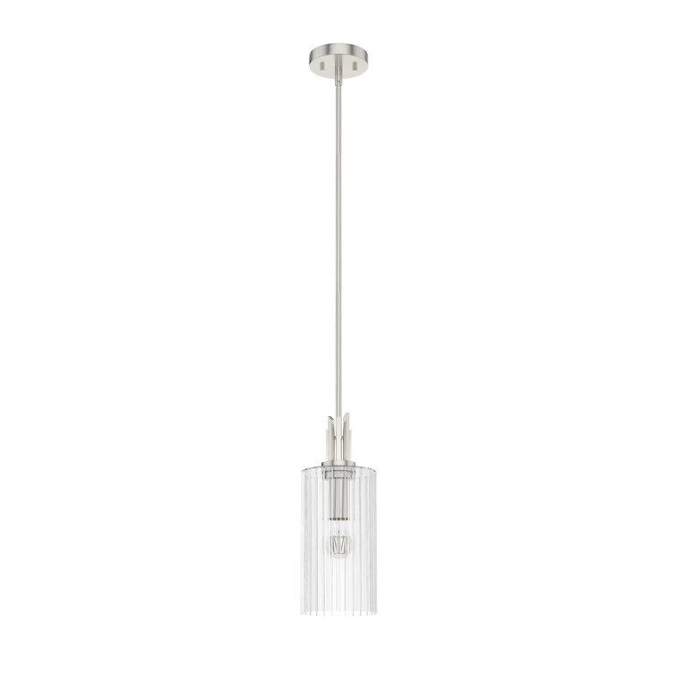 Gatz Brushed Nickel Clear Fluted Mini Pendant Light