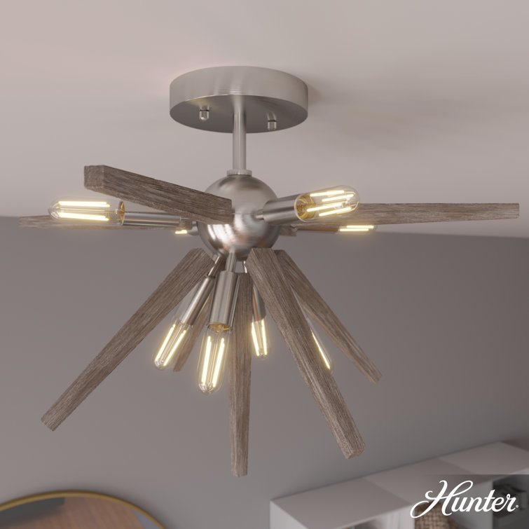 Jupiter Star Brushed Nickel 8-Light Modern Semi-Flush Ceiling Fixture