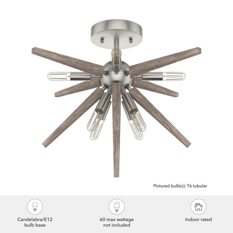 Jupiter Star Brushed Nickel 8-Light Modern Semi-Flush Ceiling Fixture