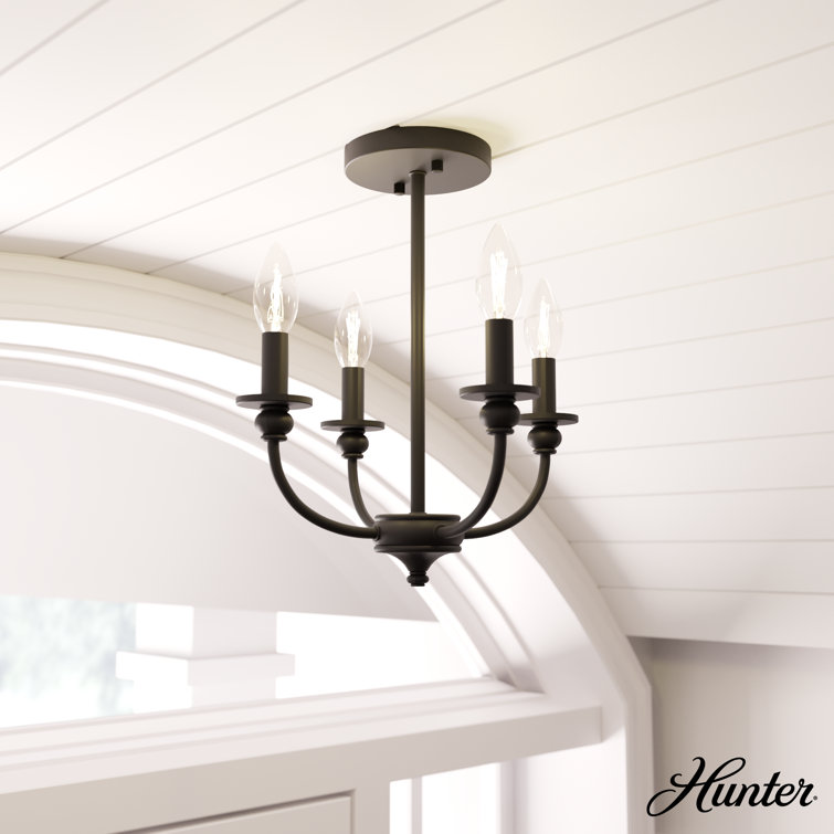 Southcrest Matte Black Aluminum 4-Light 13" Semi-Flush Mount