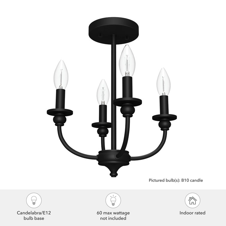 Southcrest Matte Black Aluminum 4-Light 13" Semi-Flush Mount