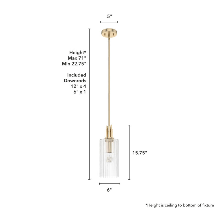 Alturas Gold Modern Mini Pendant Light - 6"x15.75"