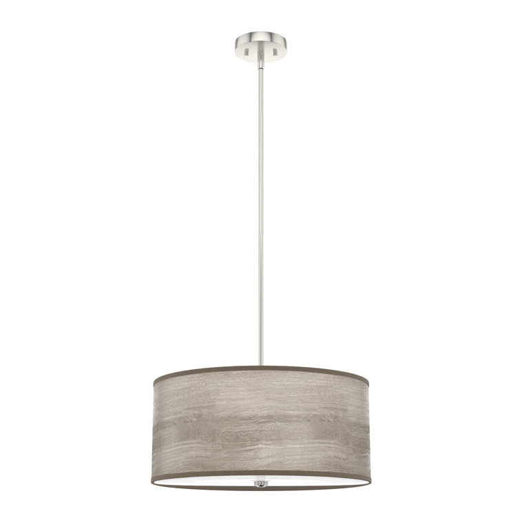 Light Grey Oak and Brushed Nickel Drum Pendant Light
