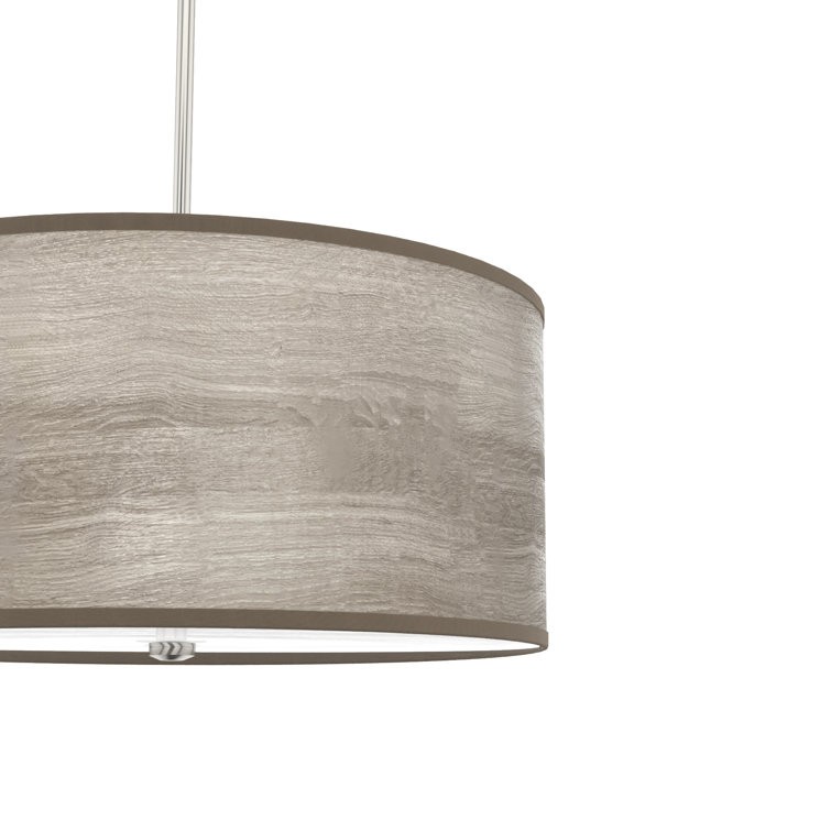 Light Grey Oak and Brushed Nickel Drum Pendant Light