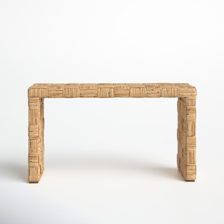 Honey Natural Rattan Console Table with Storage