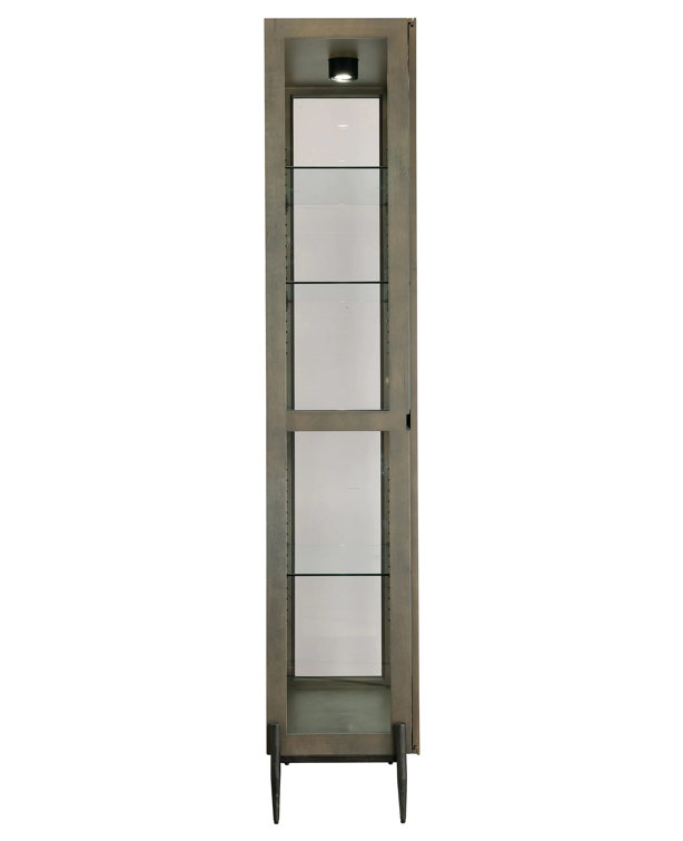 Smoke Grey Lighted Curio Cabinet with Glass Shelves