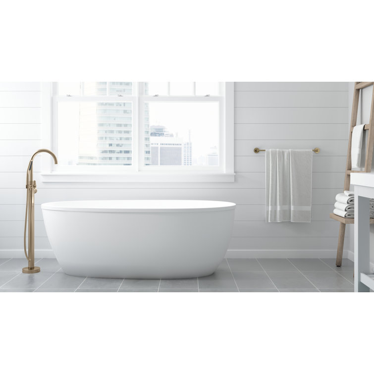 59" White Acrylic Freestanding Oval Soaking Tub