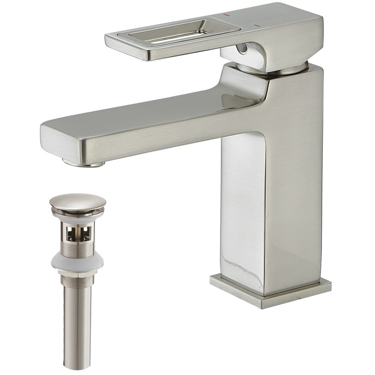 Brushed Nickel Single-Handle Low-Arc Bathroom Faucet with Drain Assembly
