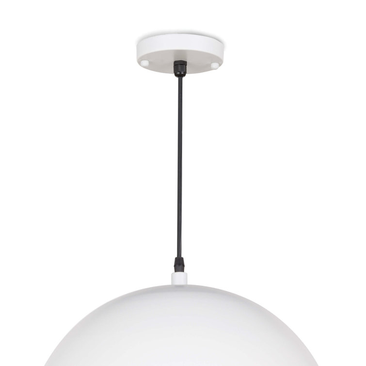 Large White and Gold Bowl Pendant Light