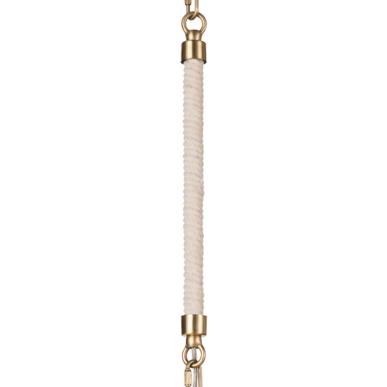 Elegant Dover 15.75" Glass Pendant in Natural Brass