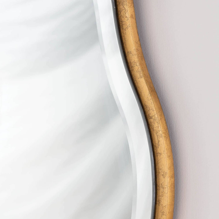 Candice Scalloped Gold Leaf Round Wood Mirror - 42"