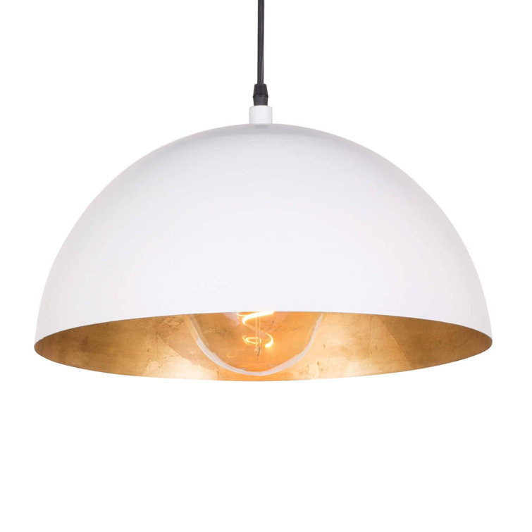 Large White and Gold Bowl Pendant Light