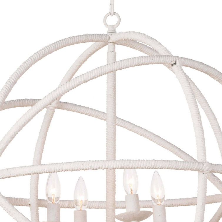 White 25" Steel Globe Pendant Light with LED Option