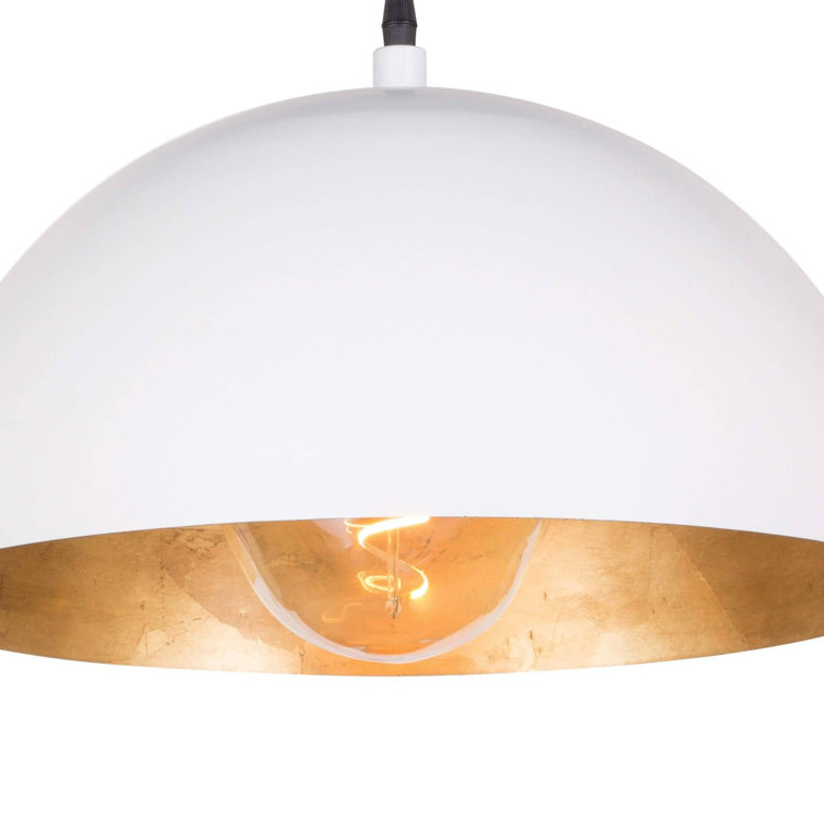 Large White and Gold Bowl Pendant Light