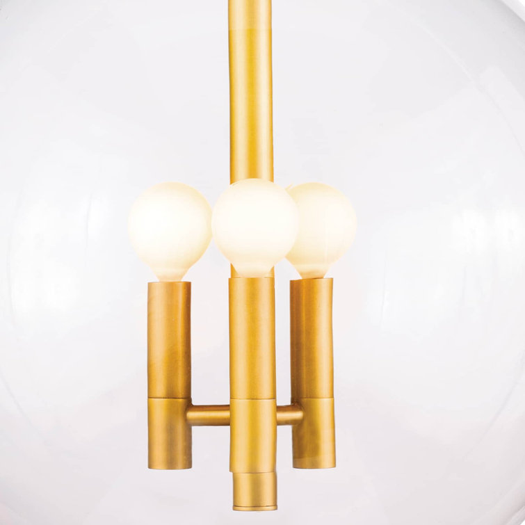 Elegance in Illumination: 3-Light Natural Brass Globe Pendant