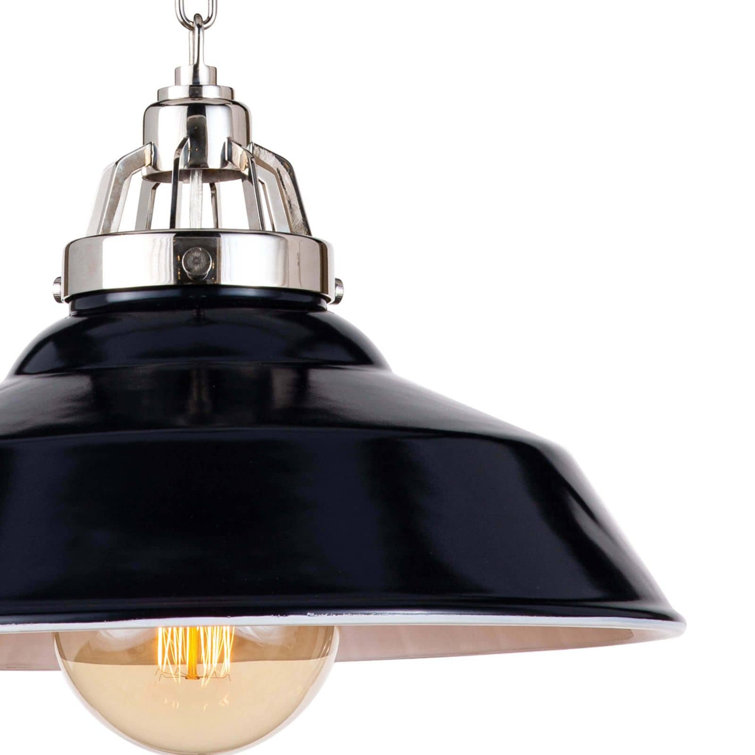 Navy Ceramic Pendant with Polished Nickel Hardware