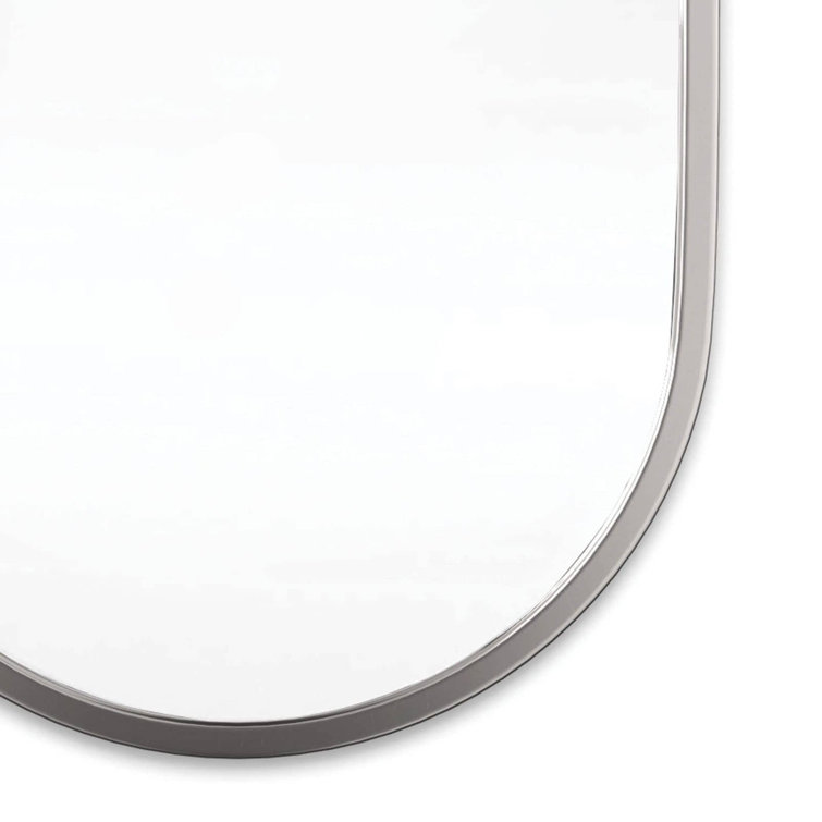 Oval Silver Nickel Minimalist Accent Mirror
