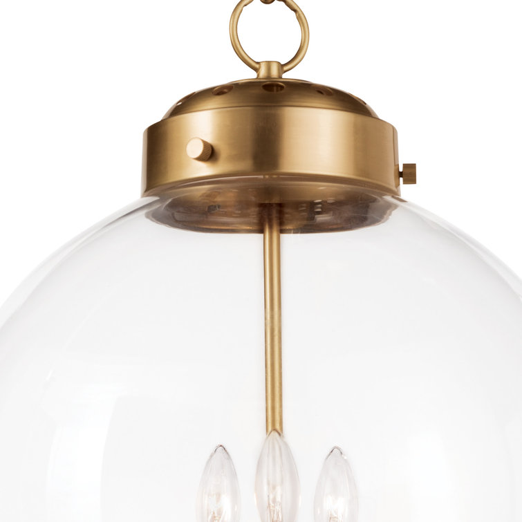 Regina Andrew Classic Globe 3-Light Pendant in Natural Brass with Clear Glass
