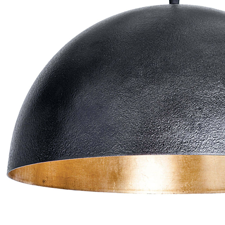 Sigmund 15" Blackened Steel Bowl Pendant with Gold-Leaf Interior