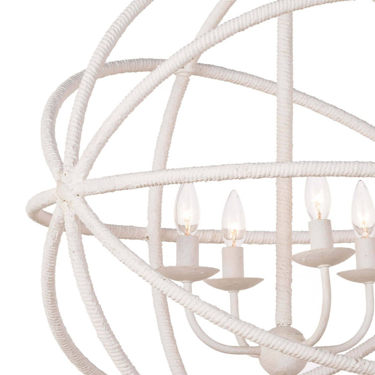White 25" Steel Globe Pendant Light with LED Option
