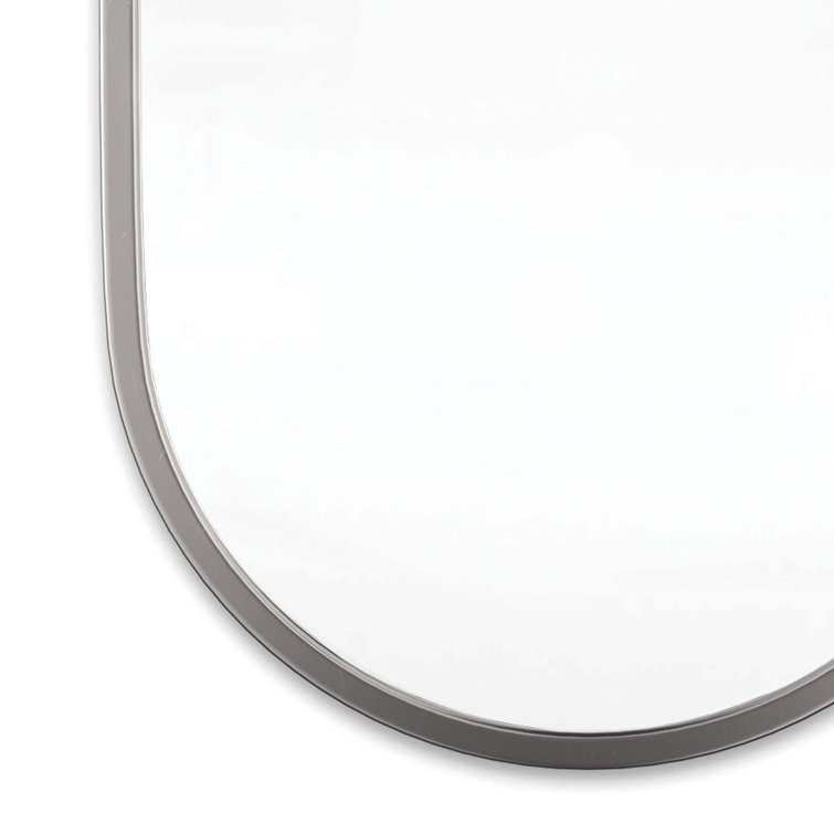 Oval Silver Nickel Minimalist Accent Mirror