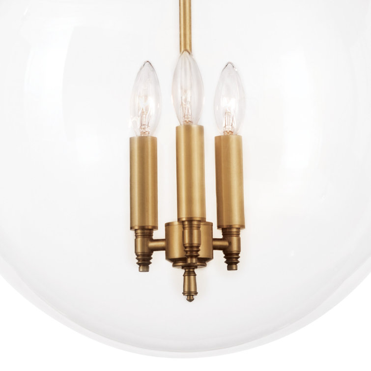 Regina Andrew Classic Globe 3-Light Pendant in Natural Brass with Clear Glass