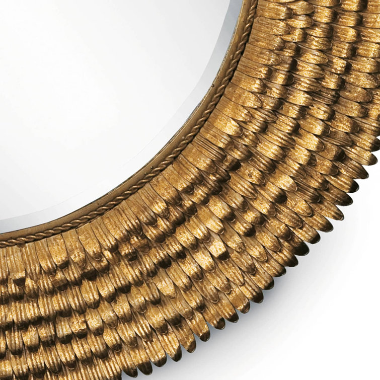 Round Gold Distressed Metal Petal Wall Mirror