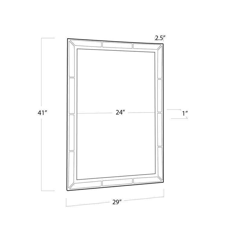 Elegant Gold Leaf Beveled 29"x41" Rectangular Wall Mirror