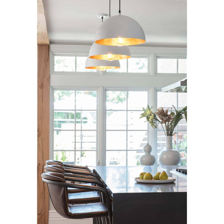 Large White and Gold Bowl Pendant Light