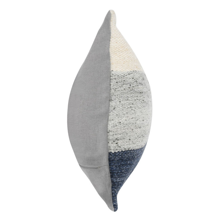 Estelle 14" x 26" Blue and Gray Woven Throw Pillow