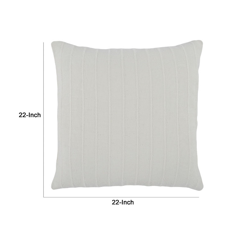 Hendri 22" White Cotton Square Throw Pillow