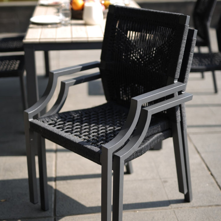 Graphite Gray Powder Coated Aluminum Dining Chair with Cotton Cushion